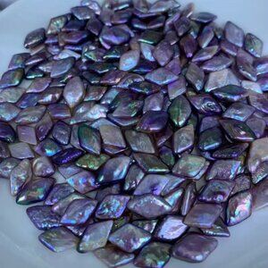 Single Purple Iridescent Freshwater Pearl Bead Diamond Shape Loose Pearl DIY Jew